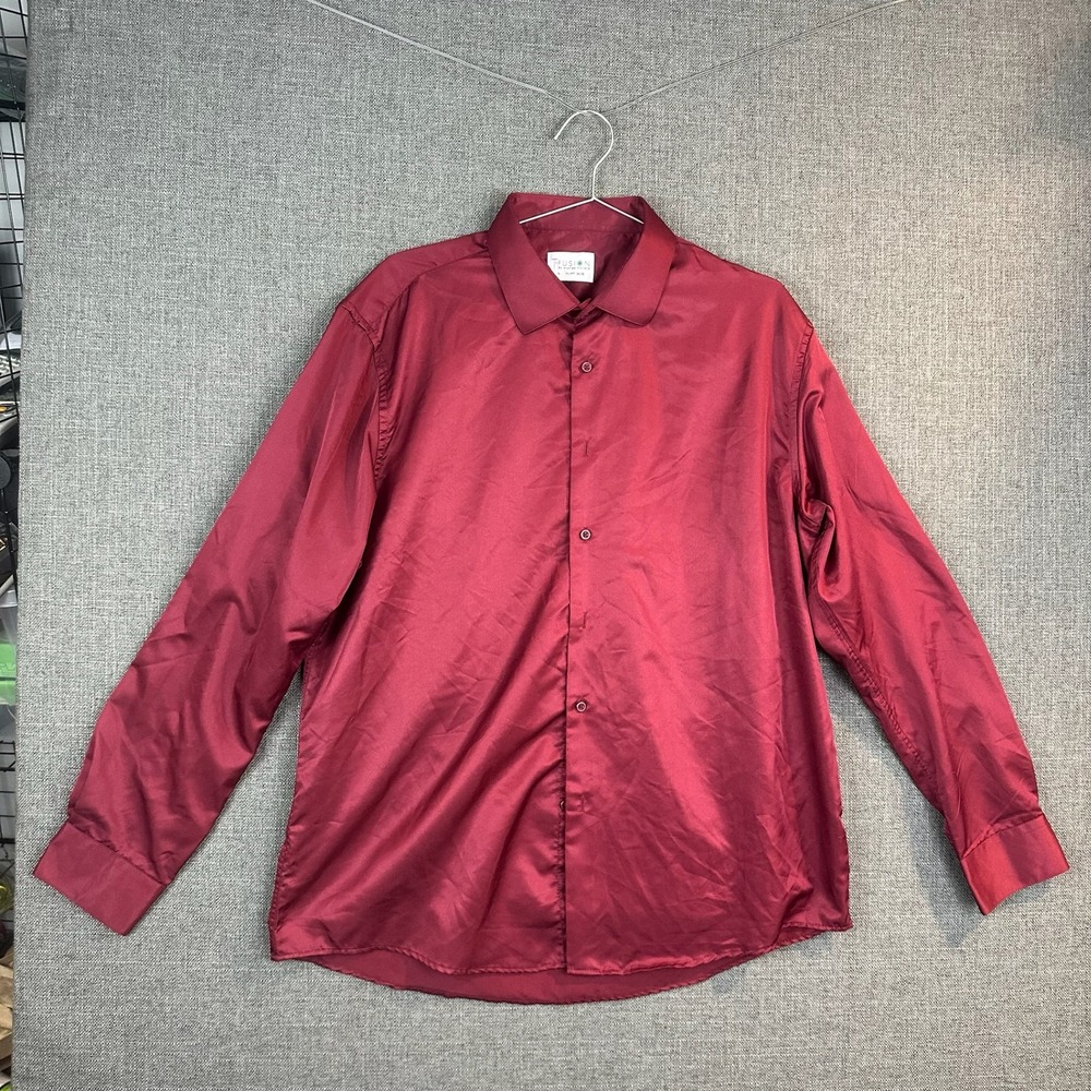 T-Fusion by Montee Holland XL Burgundy Long Sleeve Button Down Shirt Mens